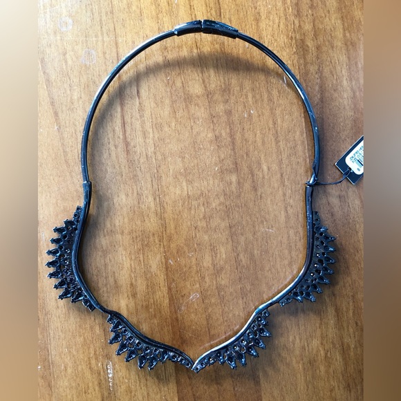 New NWT BCBGMAXAZRIA black rhinestones choker collar necklace metal - Picture 1 of 4